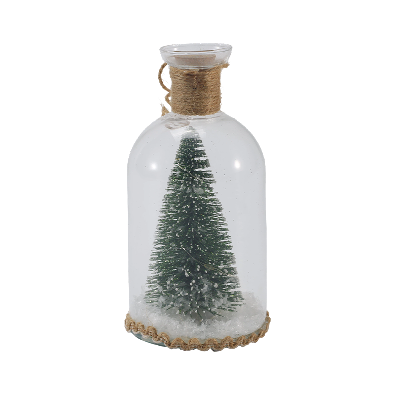 Festliche Glasglocke und Flaschenlicht (Schneemann-Szene / Kiefernbeere / Weihnachtsbaum-Stile)