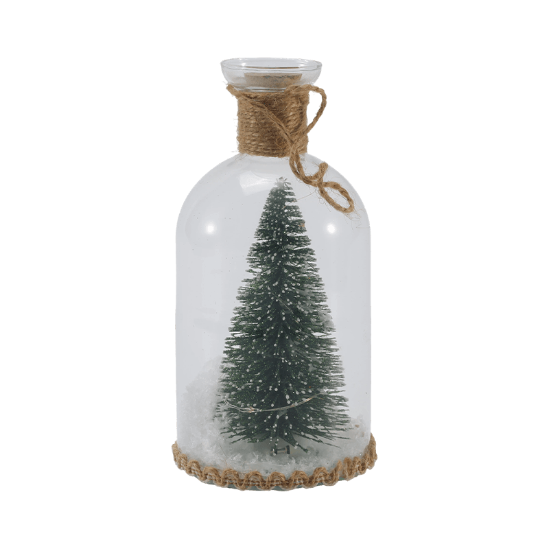 Festliche Glasglocke und Flaschenlicht (Schneemann-Szene / Kiefernbeere / Weihnachtsbaum-Stile)