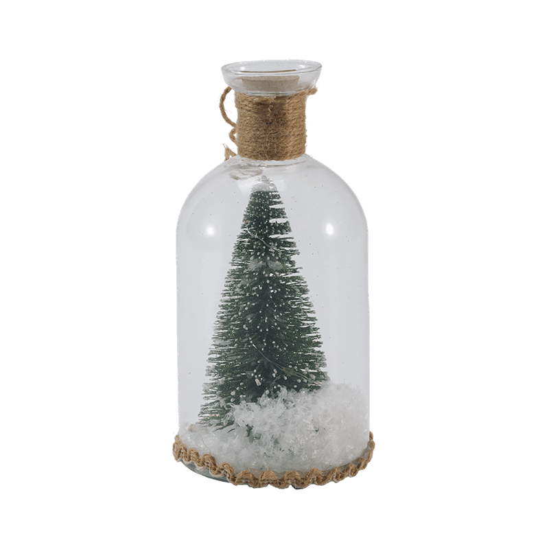 Festliche Glasglocke und Flaschenlicht (Schneemann-Szene / Kiefernbeere / Weihnachtsbaum-Stile)