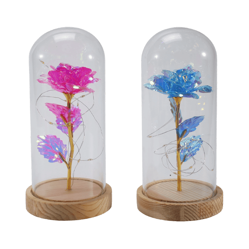Galaxy Rose Glas-Cloche-Licht (mit/ohne Teddybär, mehrere Farben)