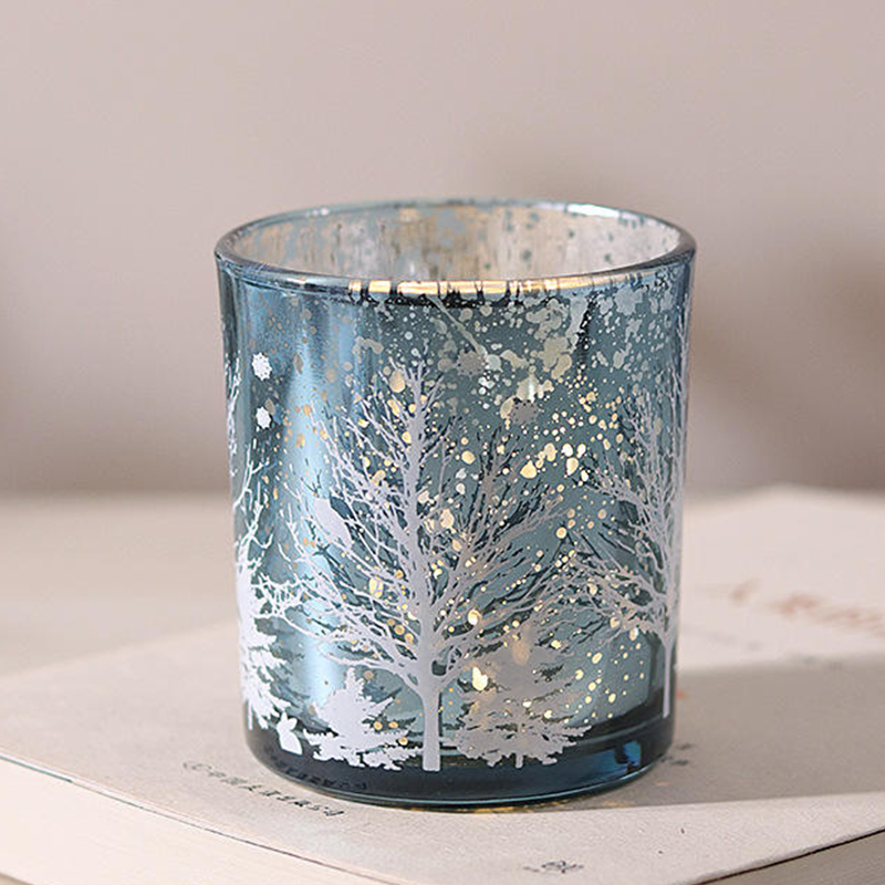 8 * 9 cm galvanisierter Kerzenhalter aus geschnitztem Glas, festliche Dekor-Edition