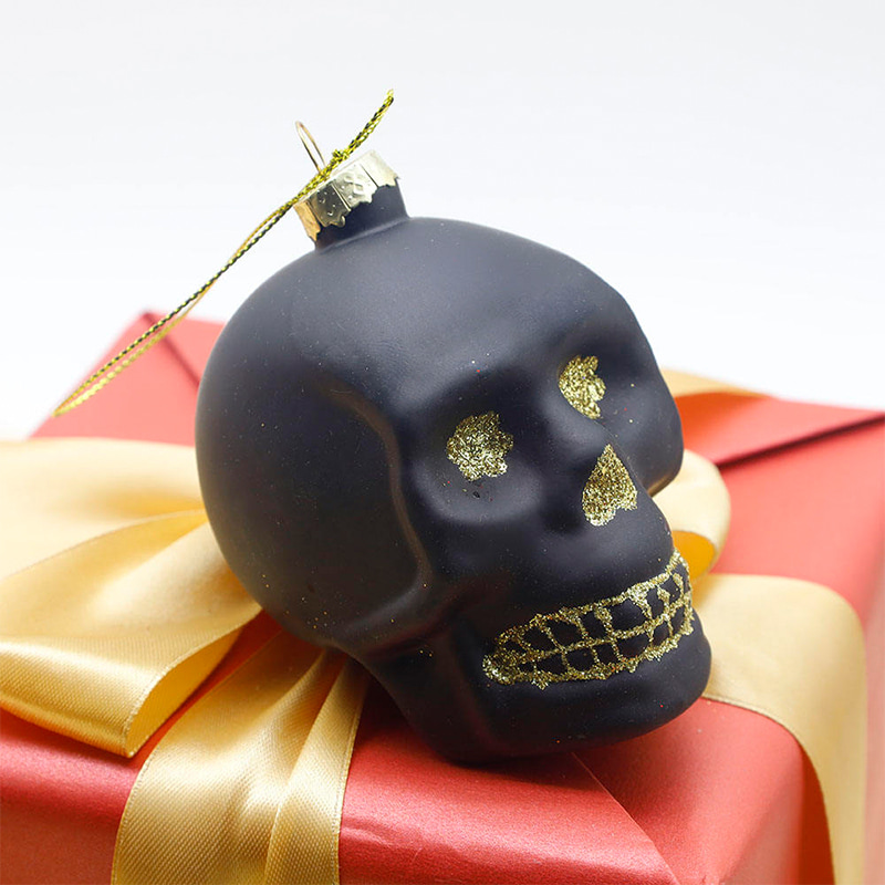 8*9cm Halloween-Glasschädel-Ornament-Set