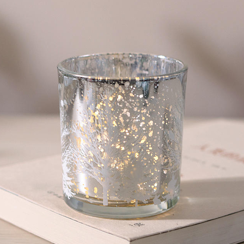 8 * 9 cm galvanisierter Kerzenhalter aus geschnitztem Glas, festliche Dekor-Edition