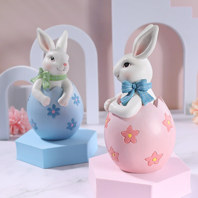 8 x 16 cm großes Osterhasen-Figuren-Dekor-Set aus Kunstharz