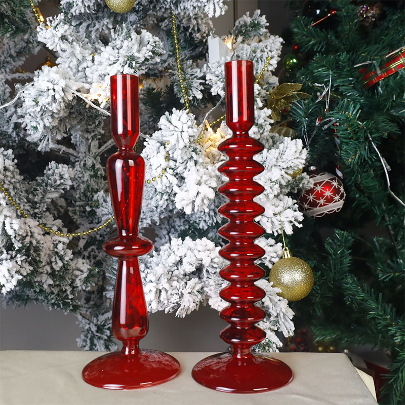 18 cm mundgeblasener Kerzenhalter aus Glas für den Urlaub auf dem Tisch