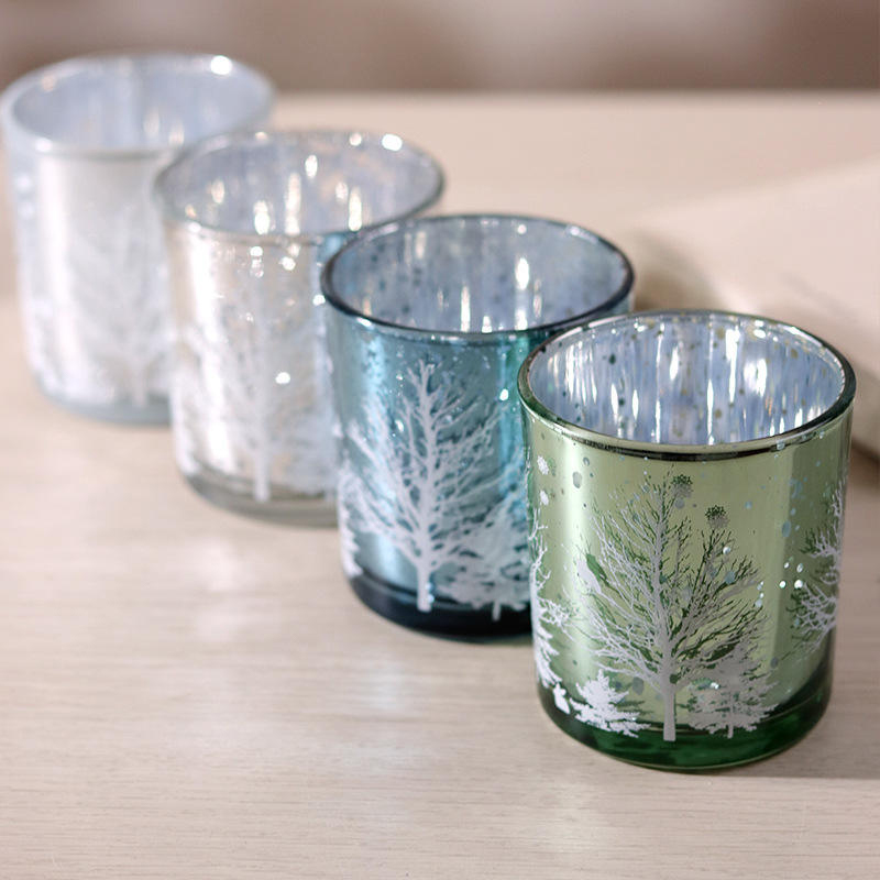 8 * 9 cm galvanisierter Kerzenhalter aus geschnitztem Glas, festliche Dekor-Edition
