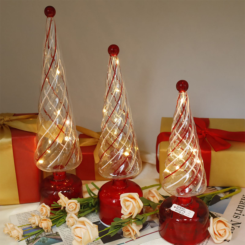 10×25/10×30 LED-beleuchteter Weihnachtsbaumschmuck aus Glas
