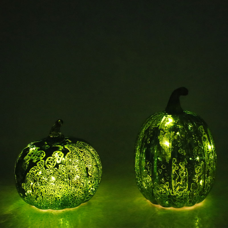 12*15cm Halloween LED Glas Kürbis Lampe Tischdekoration