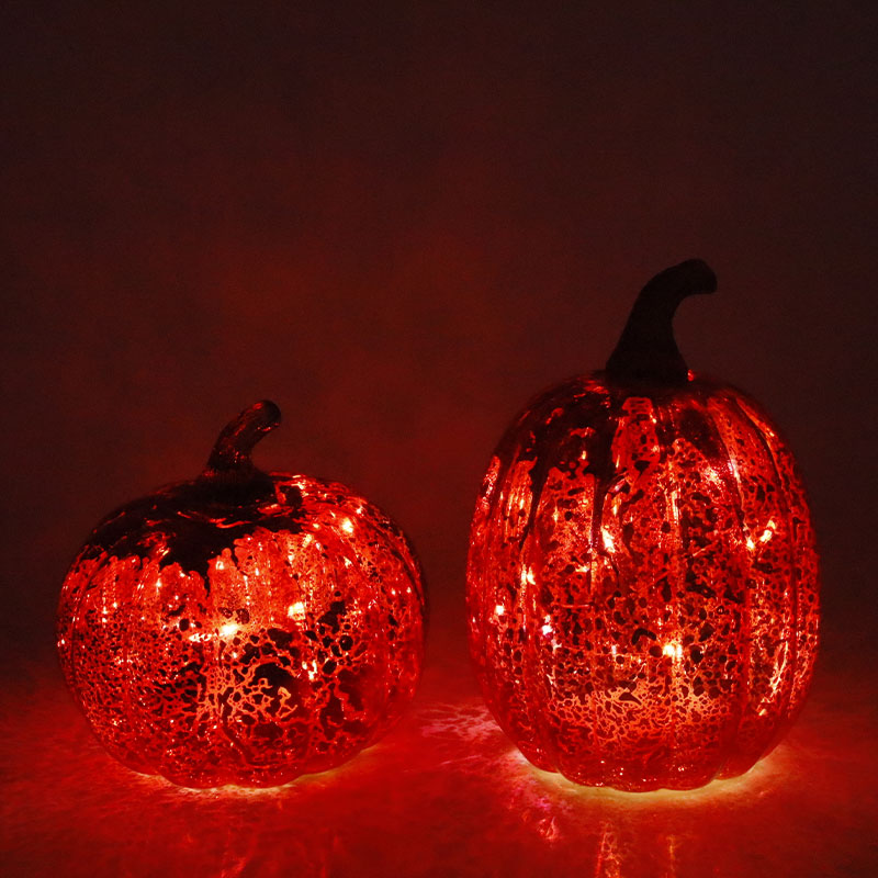 12*15cm Halloween LED Glas Kürbis Lampe Tischdekoration