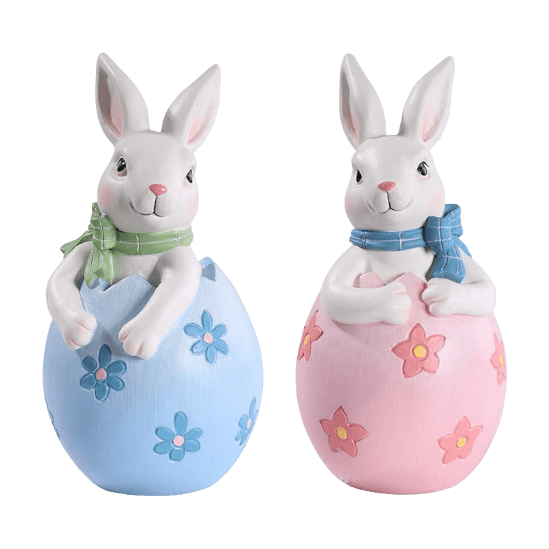 8 x 16 cm großes Osterhasen-Figuren-Dekor-Set aus Kunstharz