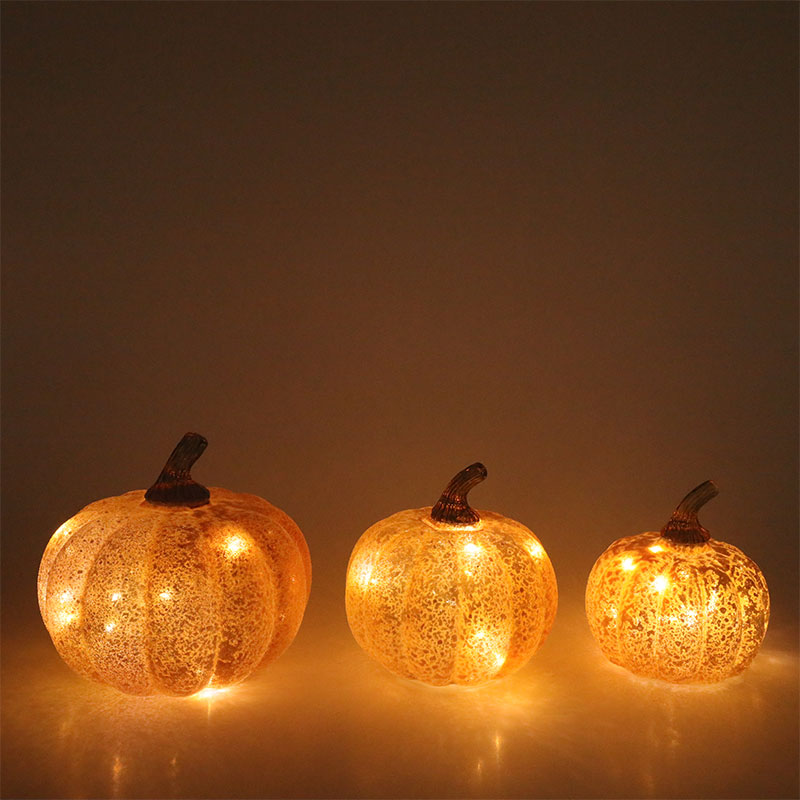 10*11,5 cm & 12*15 cm Halloween LED Glas Kürbis Lampe Tisch Ornament