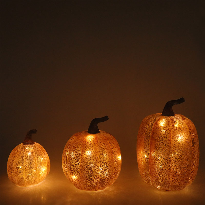 10*11,5 cm & 12*15 cm Halloween LED Glas Kürbis Lampe Tisch Ornament